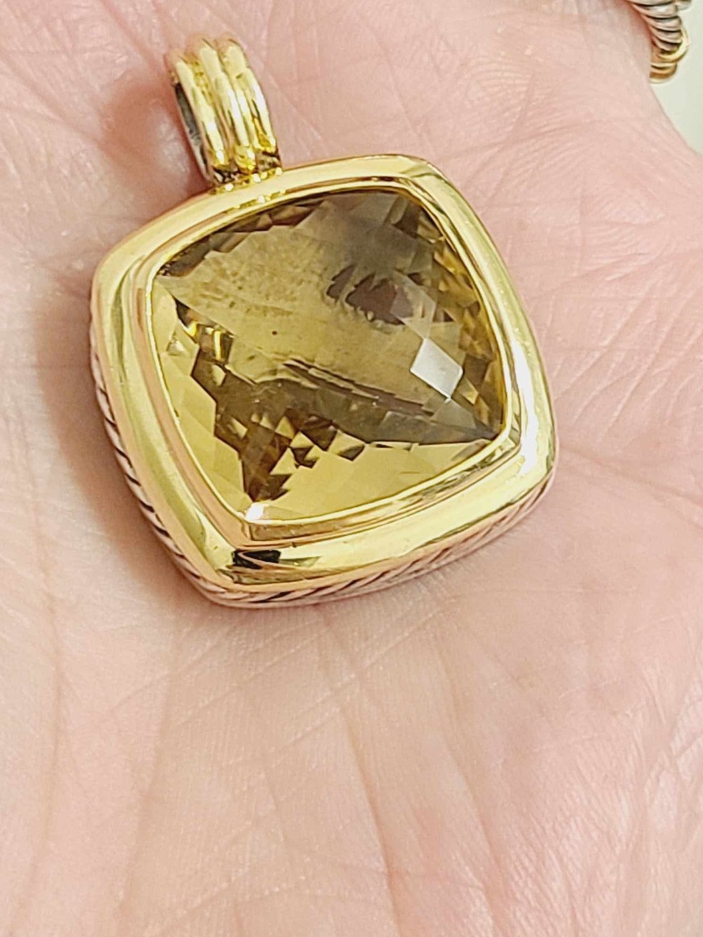 David Yurman Albion 20mm Champagne Citrine Pendant Enhancer With 18k Gold - Picture 5 of 5